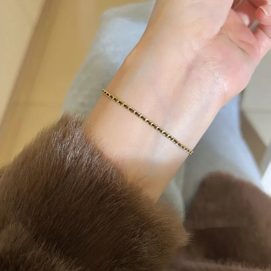 钛钢手链 黑色精致轻奢手链-0980