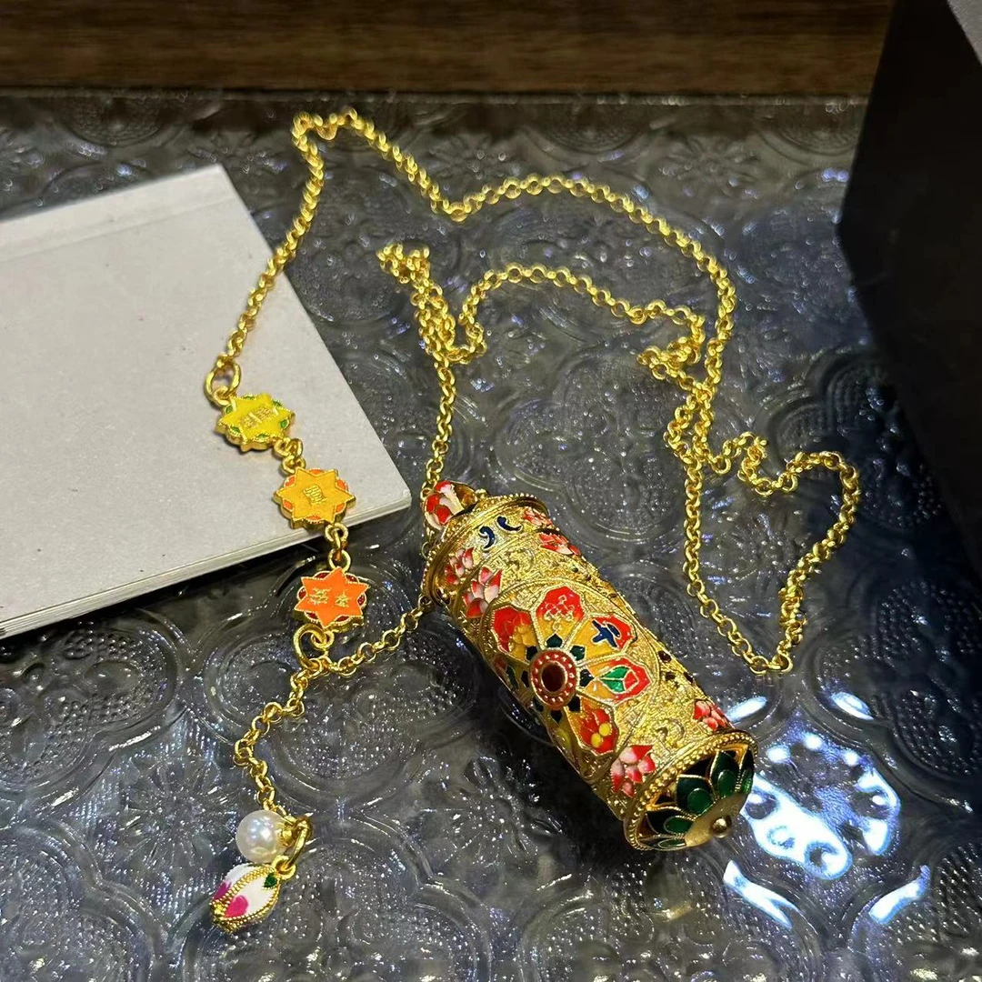 铜合金项链 步步生莲万花筒项链-1418