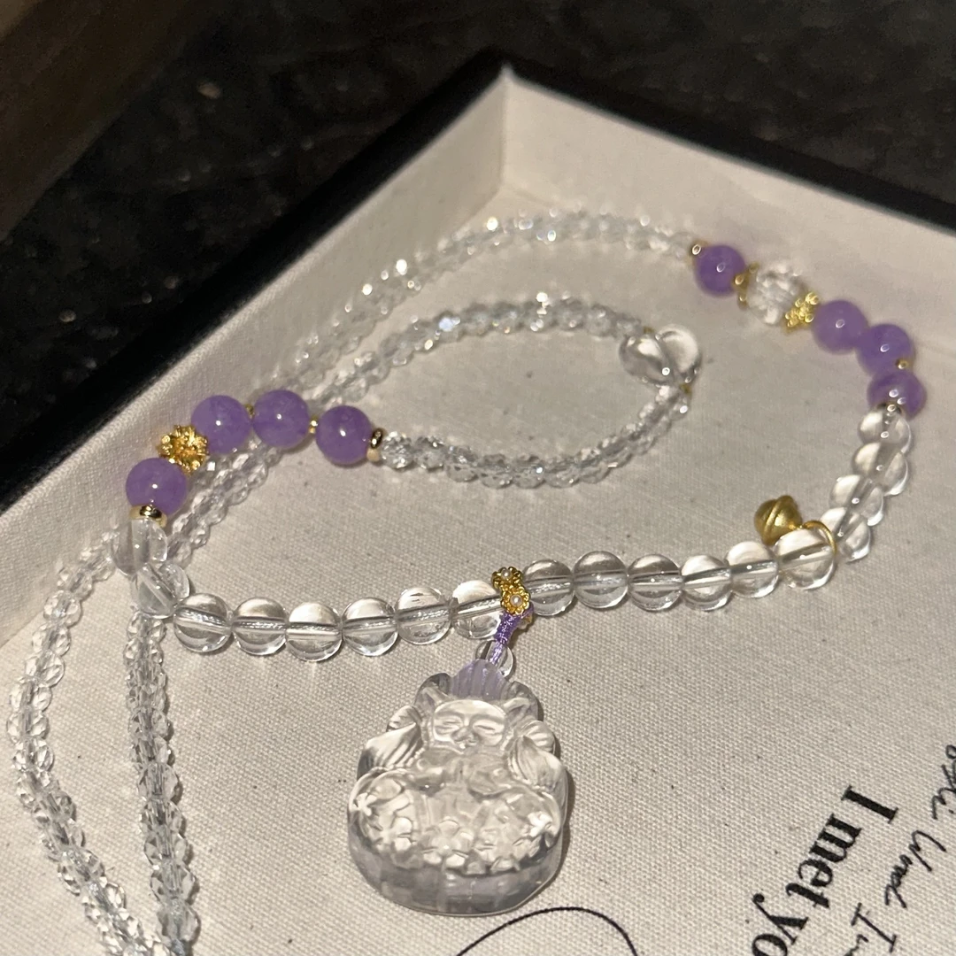 铜合金项链 九尾狐白色冰透项链-2295