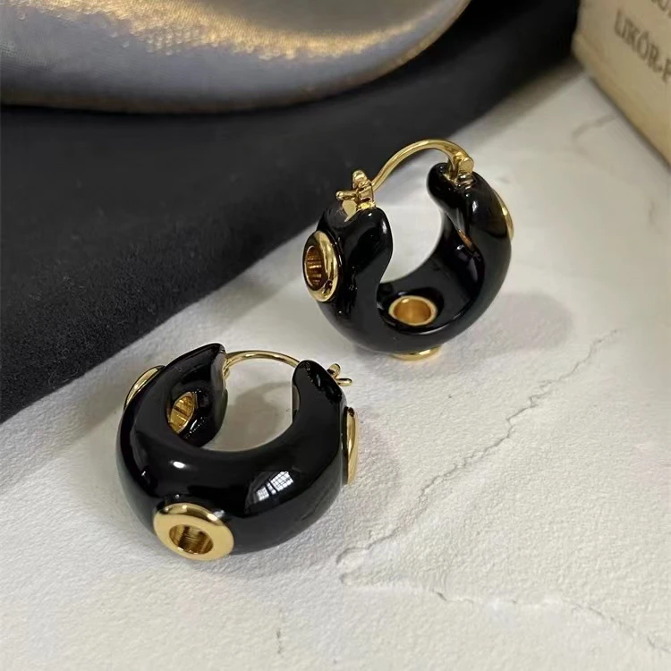 铜合金耳饰 镂空耳环黑色个性耳饰-1212