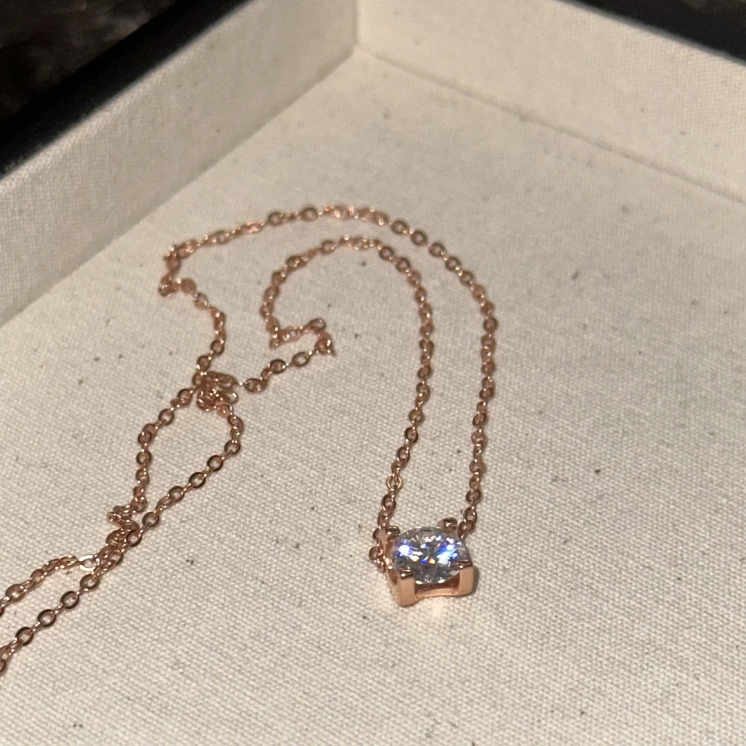 坠链均925银莫桑石 牛头单钻项链-2296