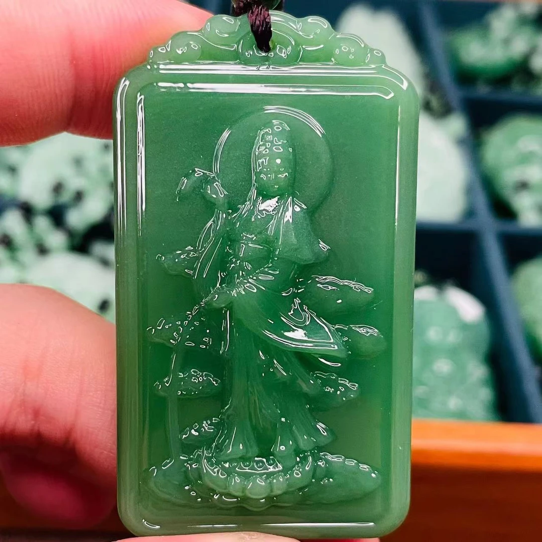 3.深绿锦鲤观音经典吊坠