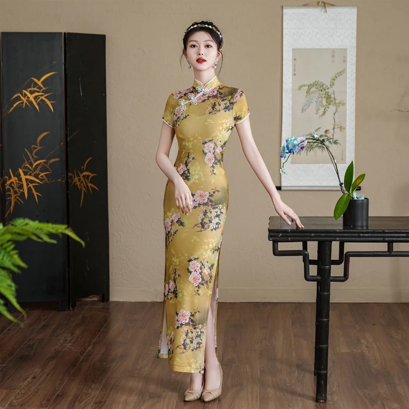 秀色梦舞104中国风旗袍大码气质夏复古长款修身日常显瘦时尚少女