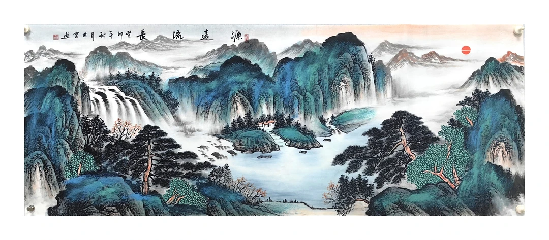 国画山水泼墨国画小六尺图片尺寸178*68