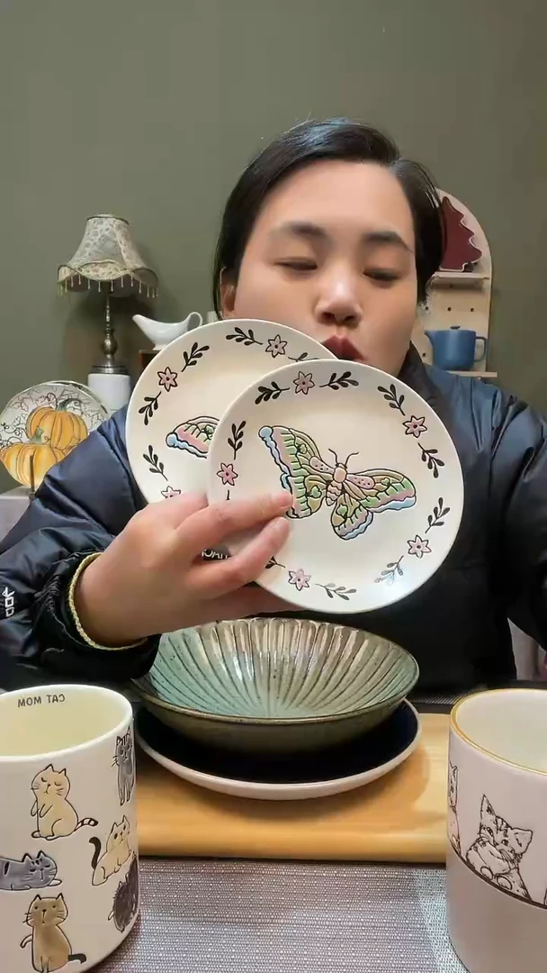 【闪购商品】陶瓷盘2个蝴蝶6英寸碟子 微瑕满20发货