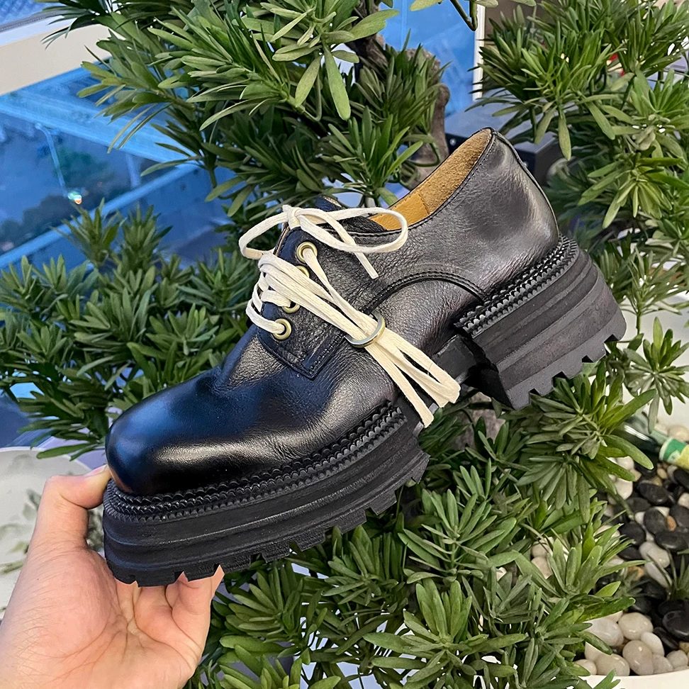 断码清仓—A08手工定制马皮鞋复古方头乐福鞋厚底小众设计款