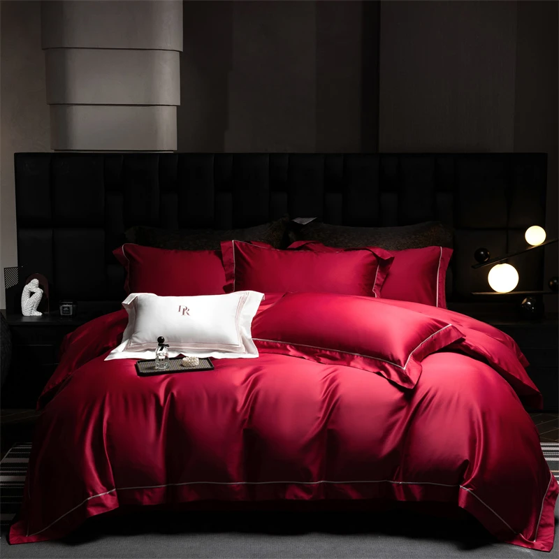 柠檬廖！金太阳百支锦棉纯色四件套，多色可选床上用品被套床品轻奢