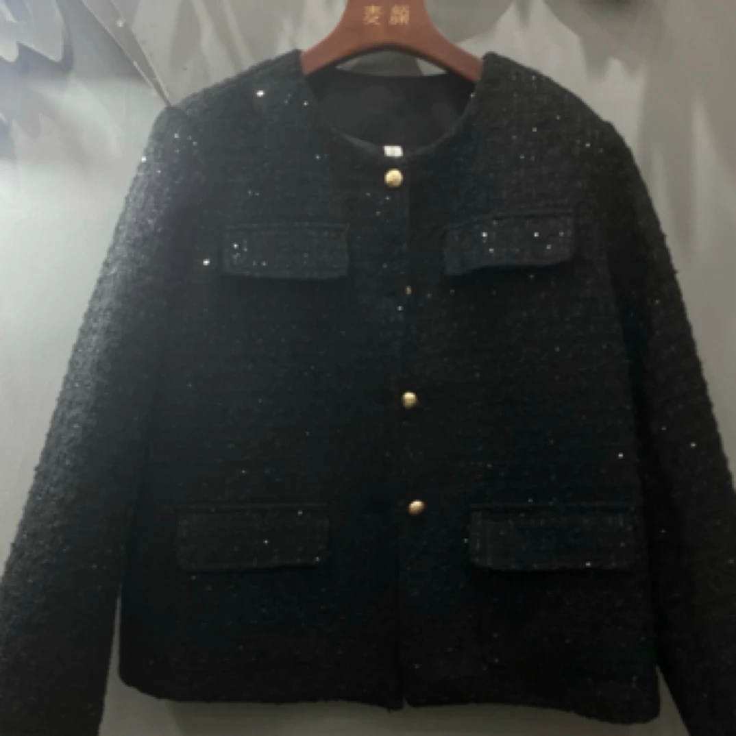 法式小香风外套名媛风圆领百搭微胖大码轻奢