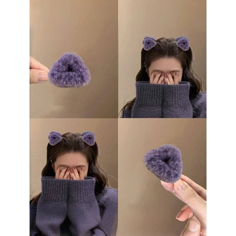 晚晚紫色!毛绒公主头三角小号抓夹!侧边刘海碎发发夹发卡头饰女