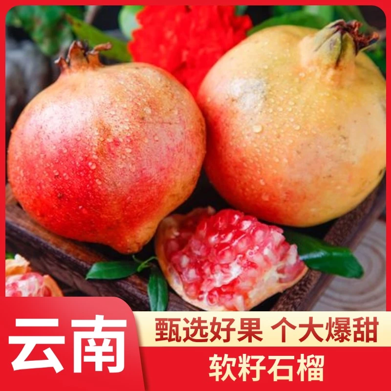 突尼斯软籽石榴老树现摘新鲜水果软薄皮软籽水晶石榴甜特大红皮