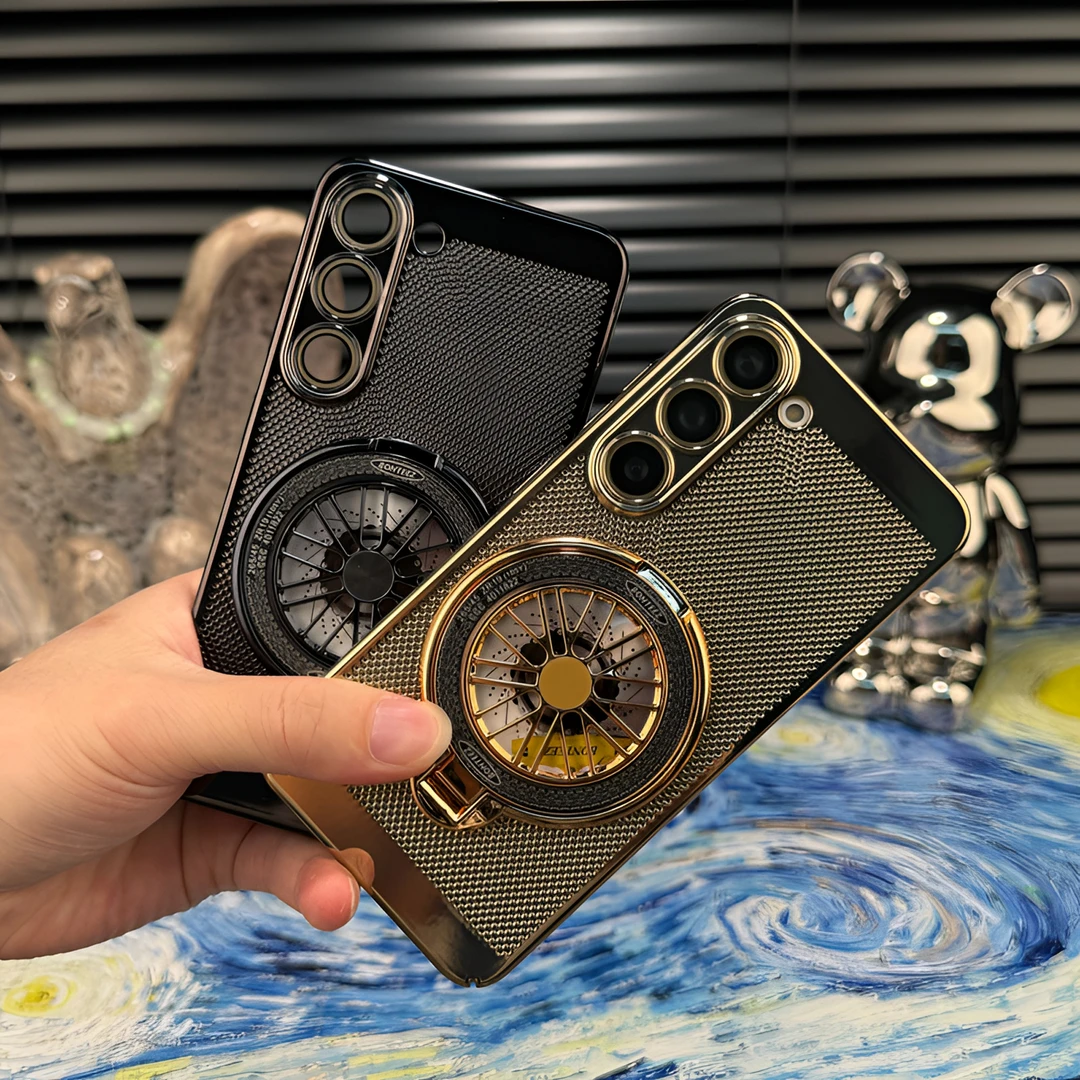 解压陀螺支架适用三星S21电镀网格散热壳自带镜头膜防摔透气