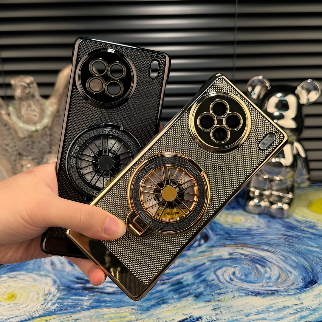 解压陀螺支架适用vivoX90S电镀网格散热壳自带镜头膜防摔透气