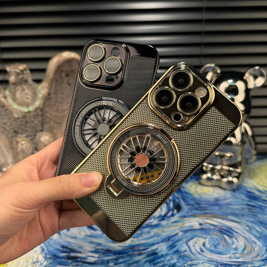 解压陀螺支架适用苹果12 Pro电镀网格散热壳自带镜头膜防摔透气