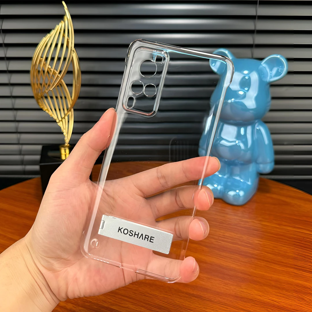 高透鹰眼无边框折叠支架适用vivoX60曲屏版手机壳全透明潮牌超薄