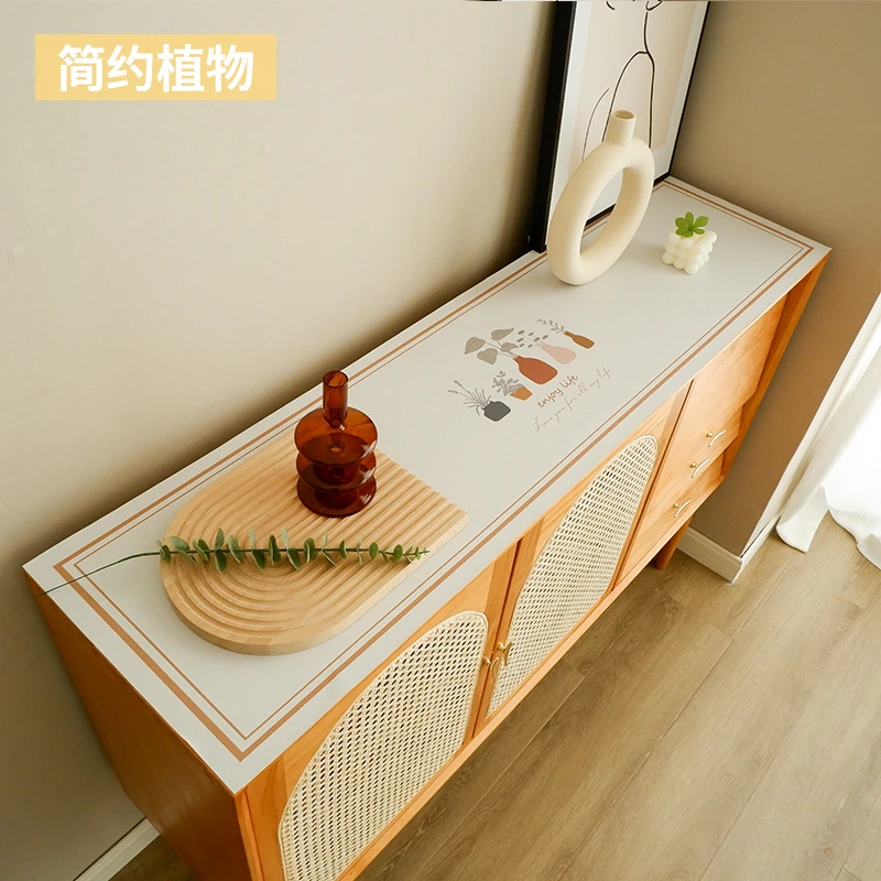 餐边柜电视柜桌布可贴边可垂边奶油风防水防油免洗简约轻奢ins