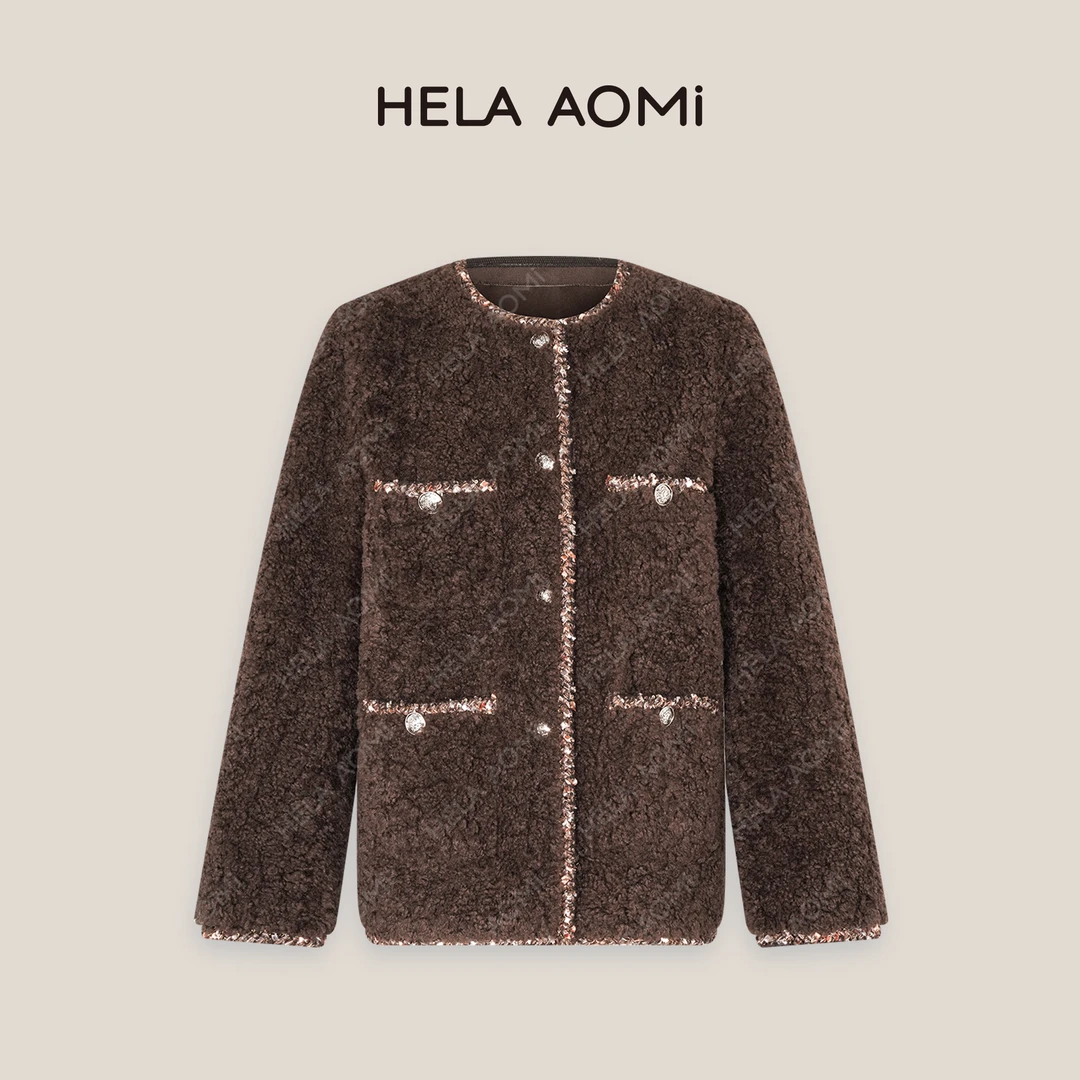 HELA AOMI“中古千金”经典圆领小香风短款小个子外套CY4CC00421