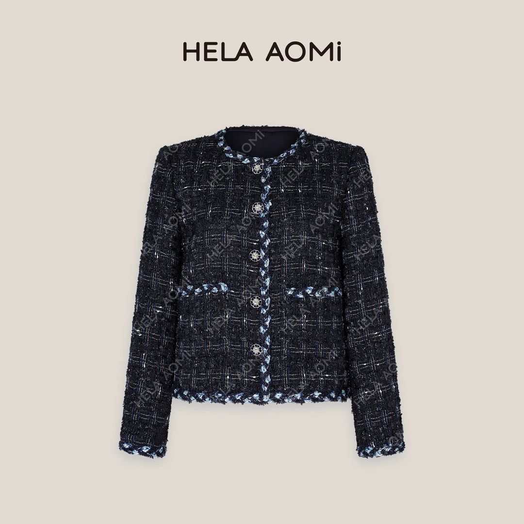 HELAAOMI 蓝调夜曲小香粗花呢编织外套CY4CX03003