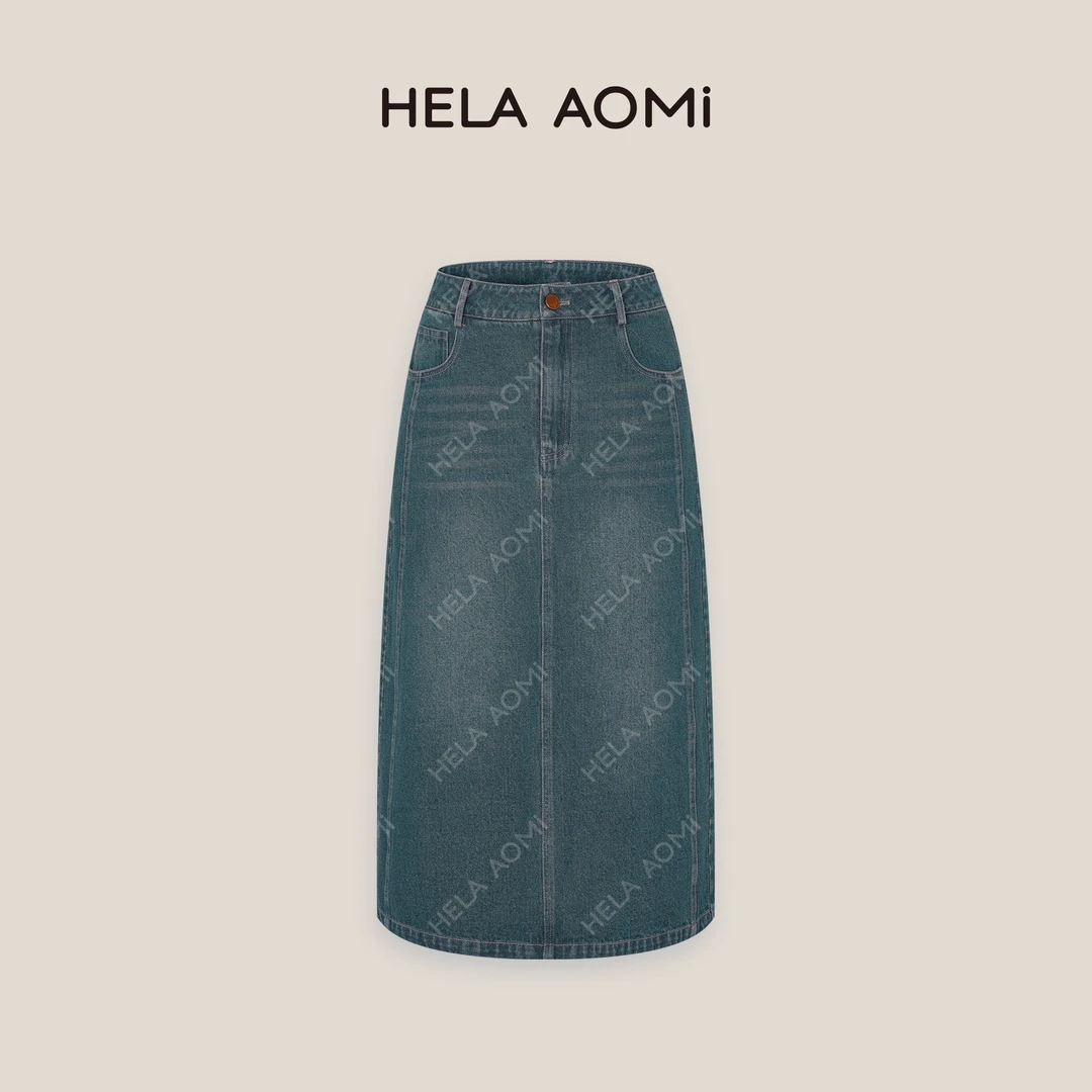 HELA AOMI “城市静奢”半裙高腰开叉时尚百搭中长款裙子CY4CX71038