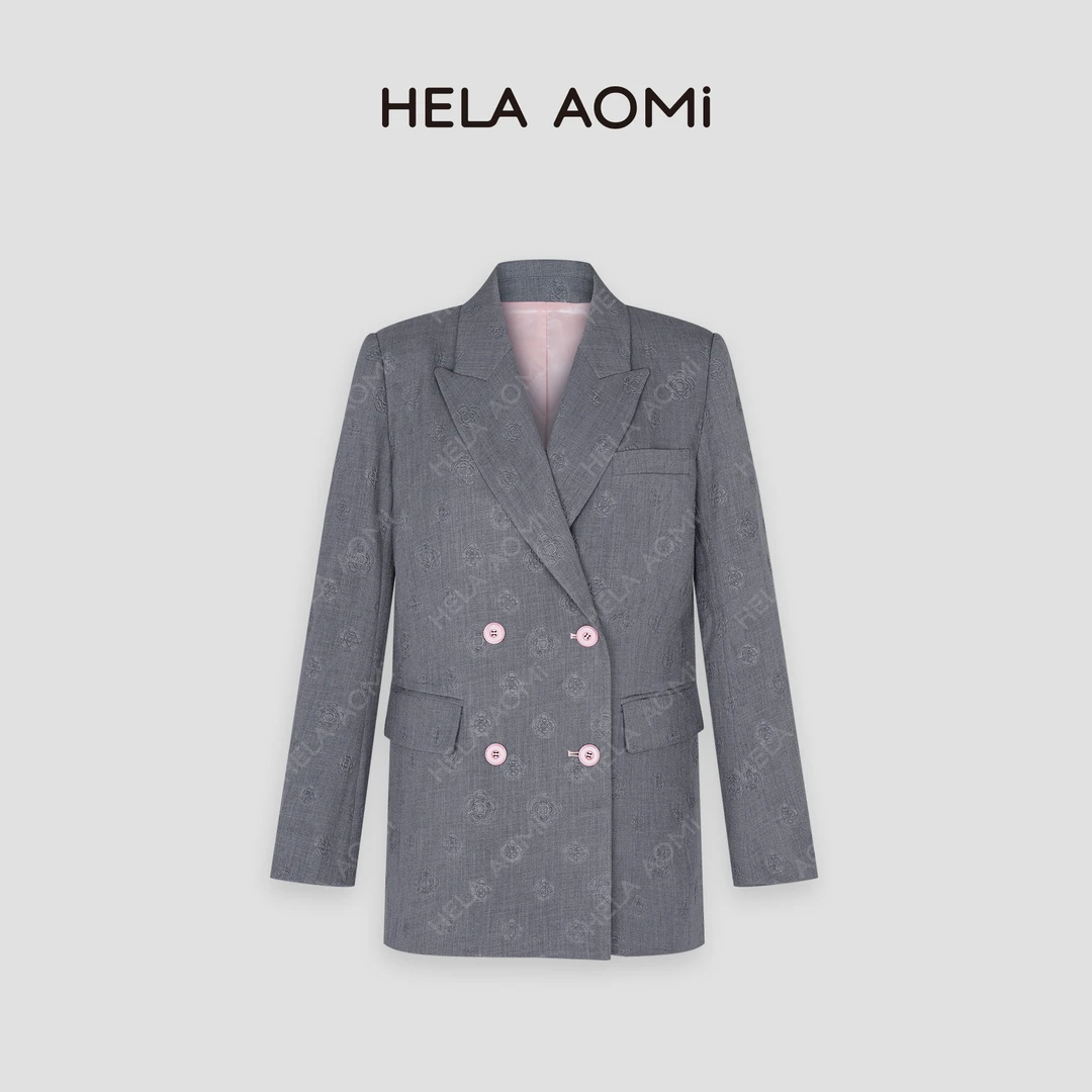 HELA AOMI “山茶花西装”小众设计感印花宽松西装外套CY4CX05009