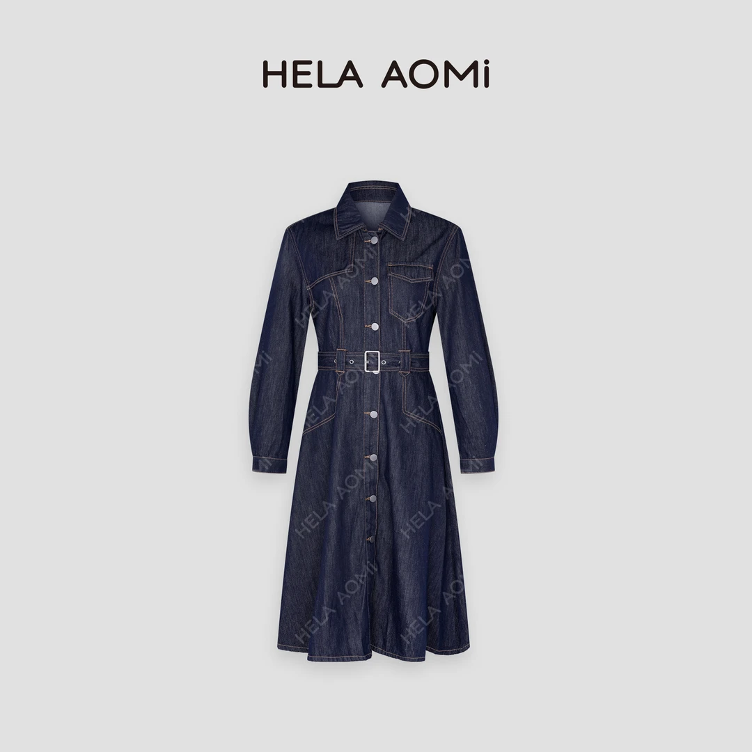 HELA AOMI “明线气质”高级感系带高端精致牛仔连衣裙CY4CX72067