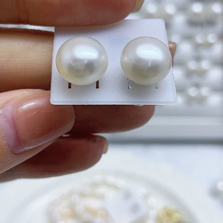 淡水珍珠耳饰银S925镶嵌踏*