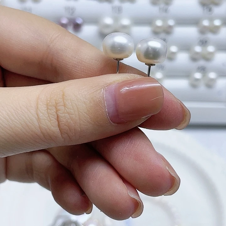 淡水珍珠耳饰银S925镶嵌芳