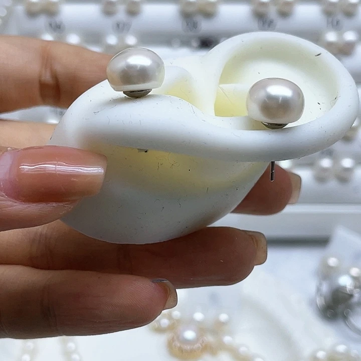 淡水珍珠耳饰银S925镶嵌董**长