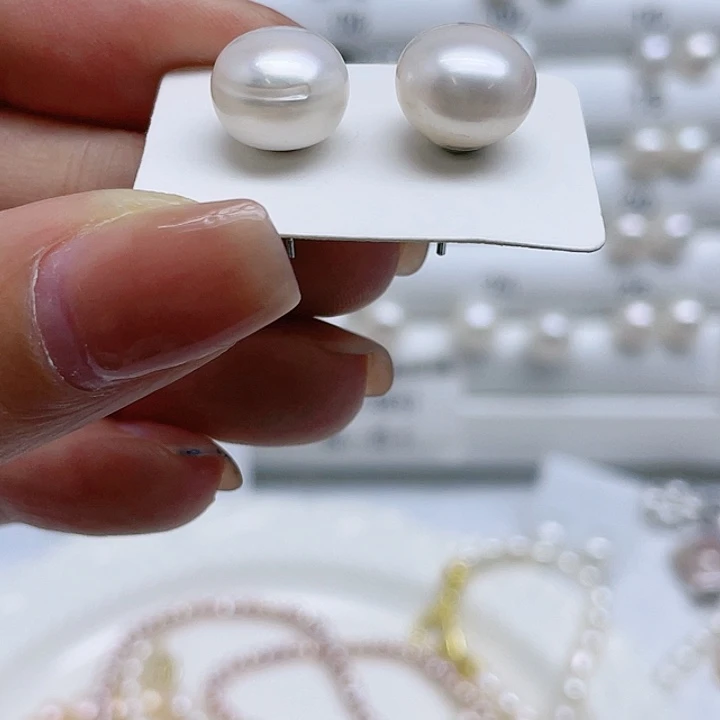 淡水珍珠耳饰银S925镶嵌?****