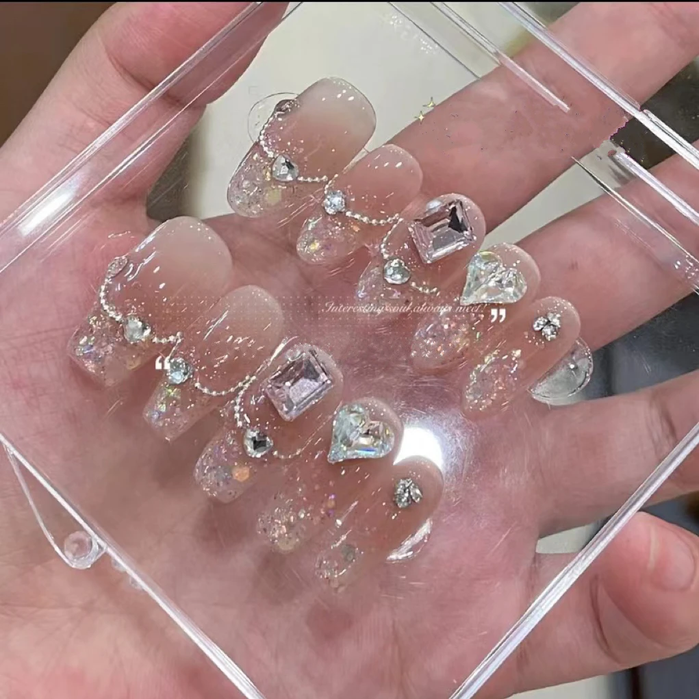 【甜蜜心愿】纯手工光疗穿戴甲腮红亮片爆闪美甲穿戴甲高级感夏季