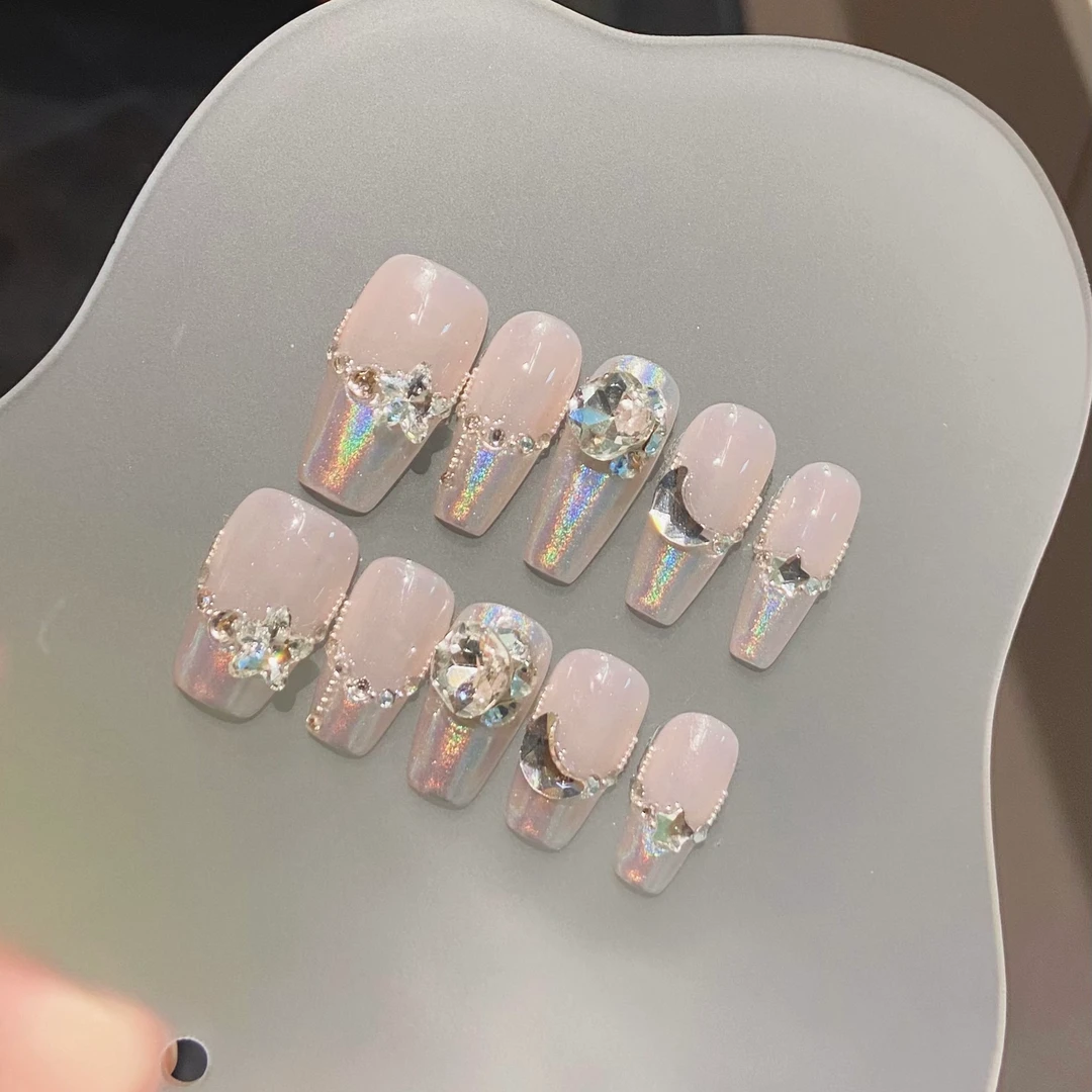 甜心少女轻奢手工穿戴甲日常显白光疗甲片贴美甲贴纸批发甲片蝴蝶