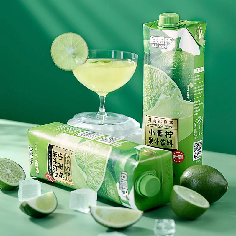佰恩氏小青柠汁果汁饮料礼盒家庭大瓶分享装1L*6瓶