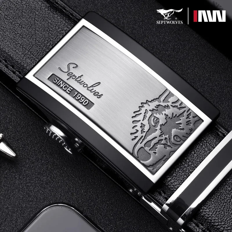 七匹狼真牛皮皮带男款真皮正品自动扣新款高档休闲中青年腰带潮流