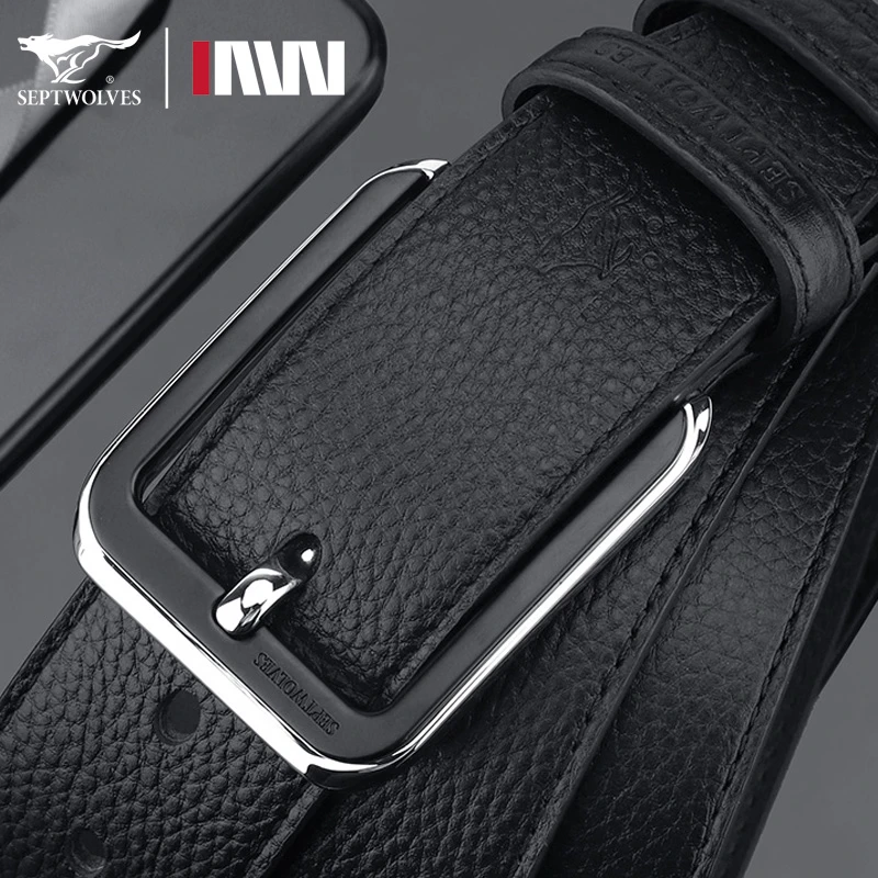 正品七匹狼男士皮带时尚休闲针扣真皮腰带品牌牛皮休闲扣眼裤带软