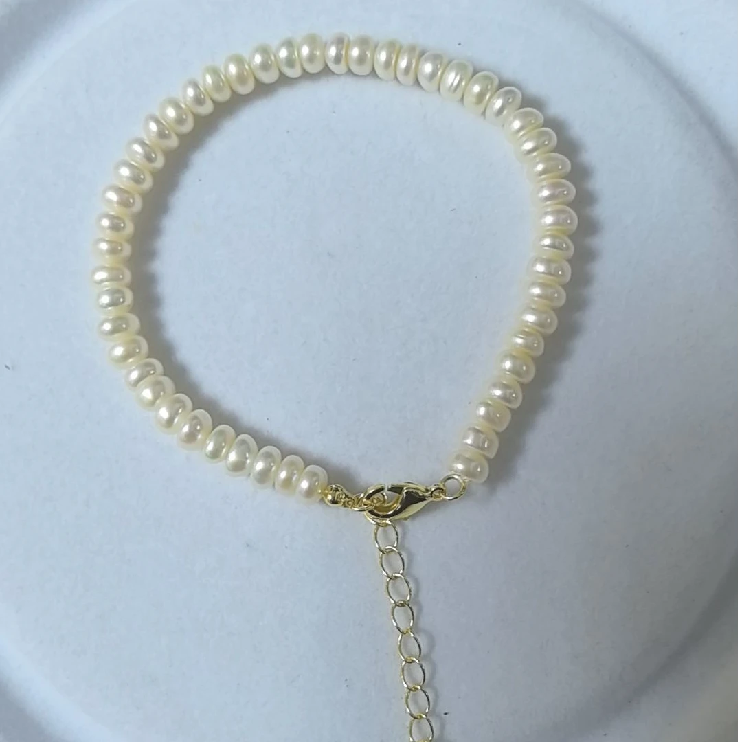 淡水无核珍珠手链4-5算盘珠珍珠手串可调节大小