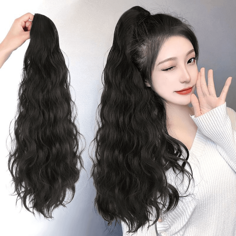 高马尾假发抓夹水波纹网红假辫子蓬松自然甜酷辣妹仿真发女长卷发