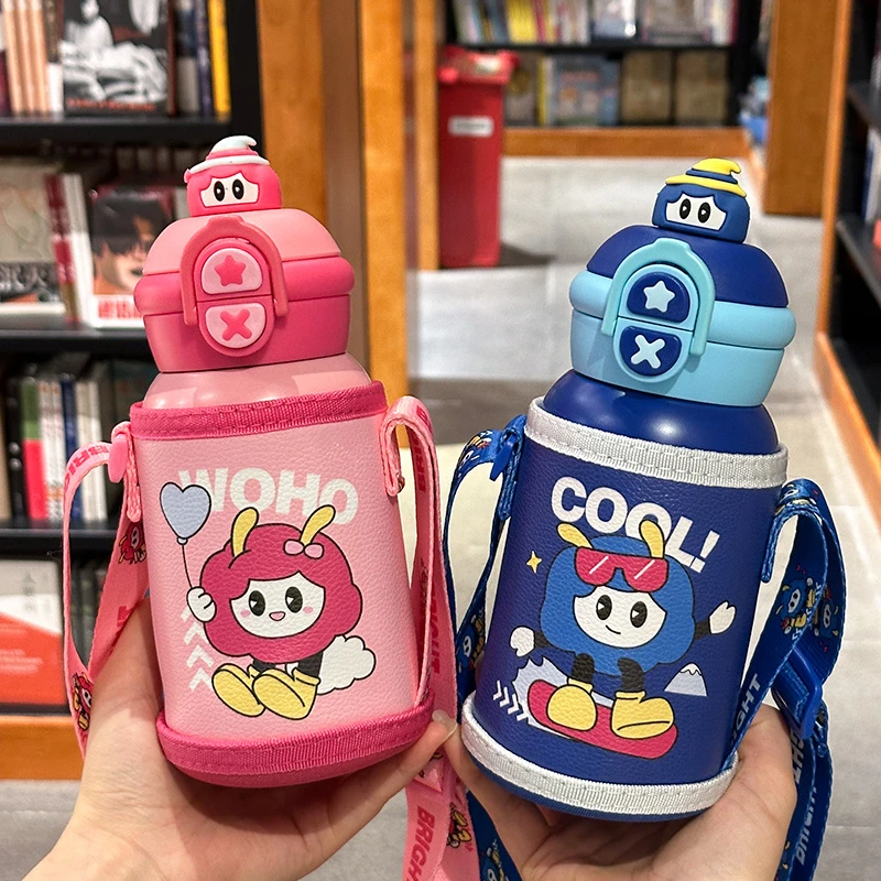 高颜值公仔双饮儿童保温杯男女学生食品级带吸管水杯可爱卡通便携