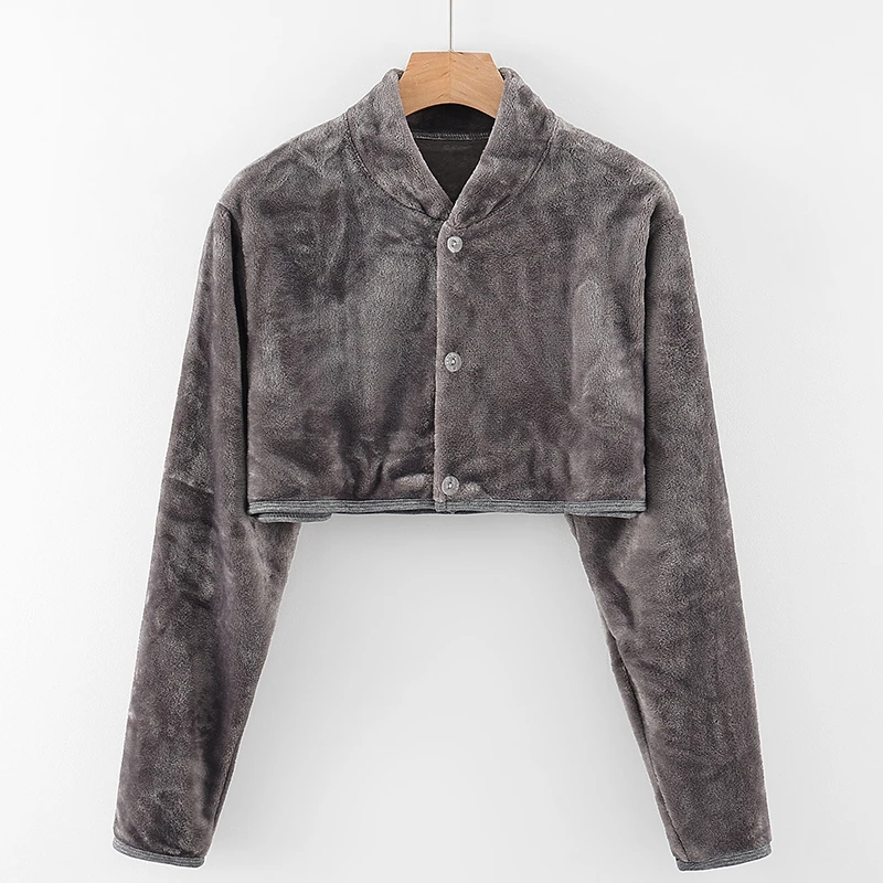 法兰绒保暖护肩睡觉坎肩颈椎防寒秋冬男女专用月子披肩护肩膀长袖