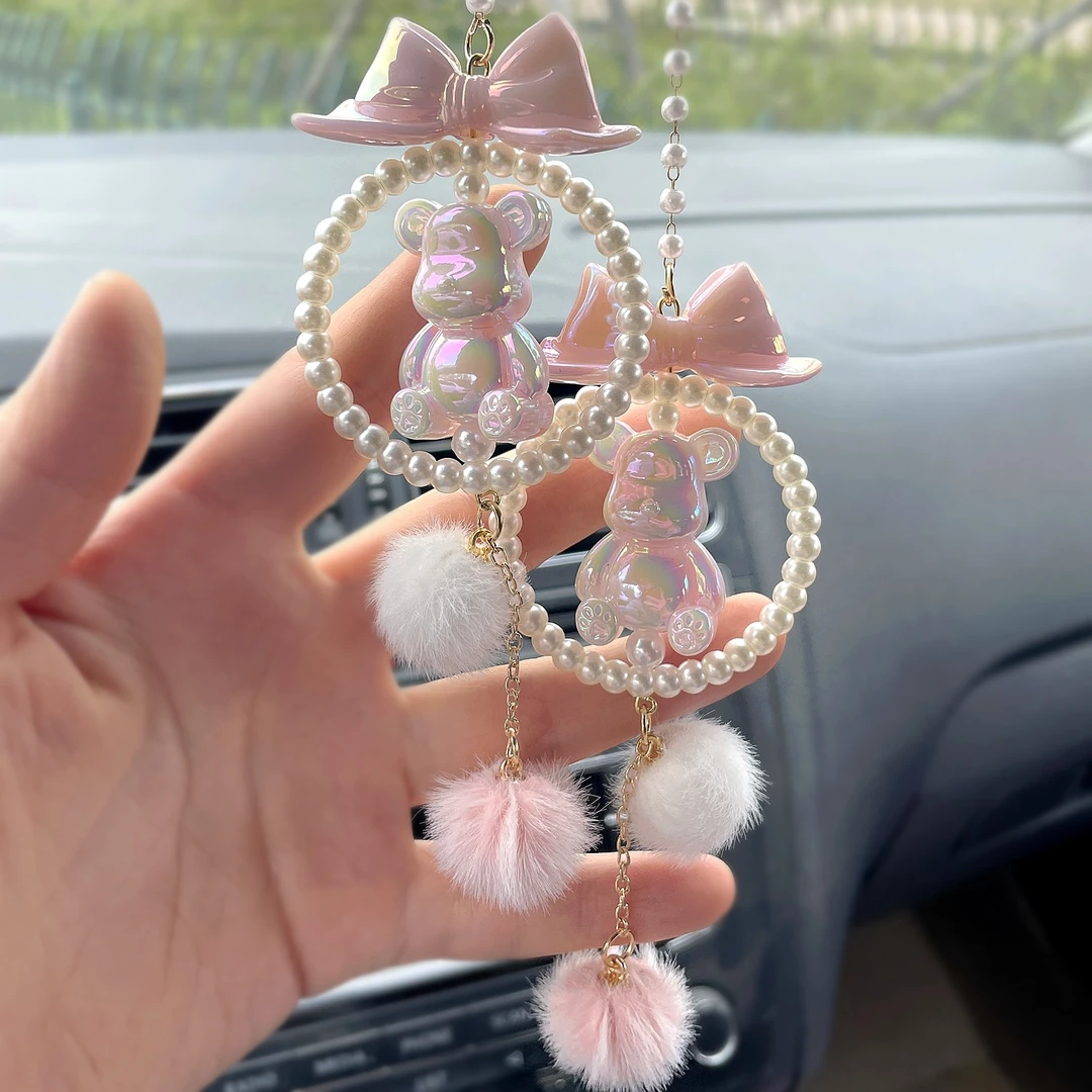 小熊汽车挂件车载挂饰高级感网红2023新款车内后视镜吊饰