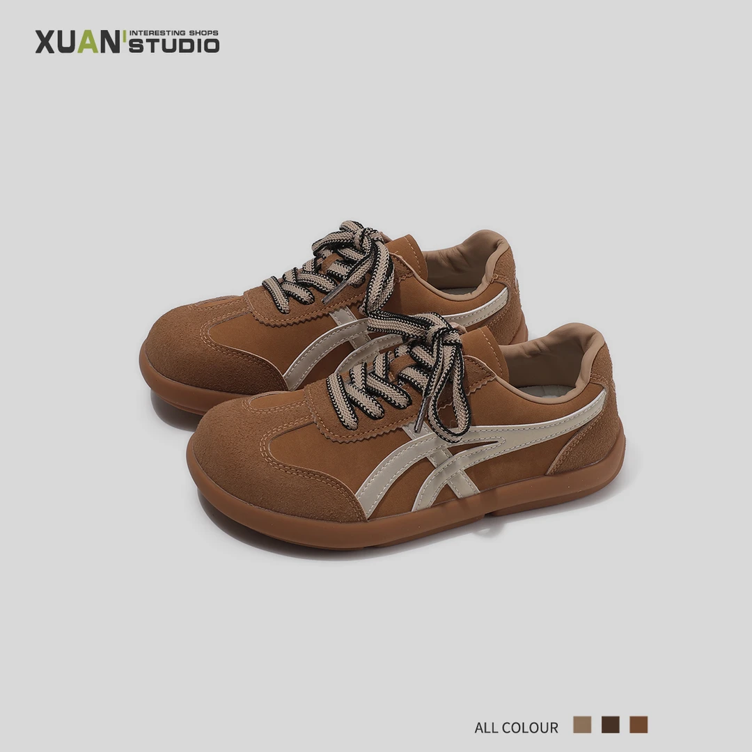 复古芒果头德训鞋女款百搭平底休闲鞋子2024秋季新款女鞋软底板鞋