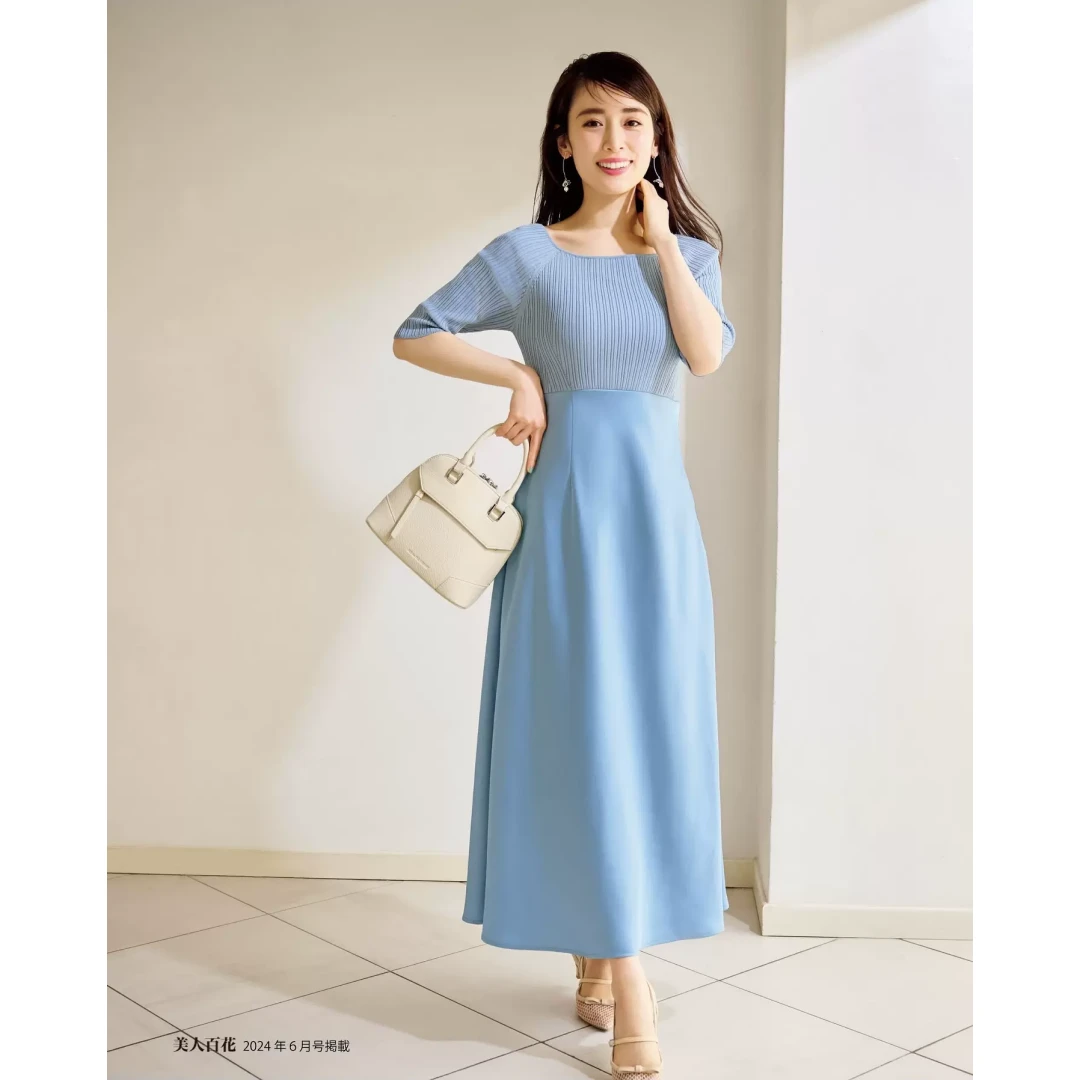 【MonTendre】 夏季新款 J 气质时尚修身针织拼接连衣裙