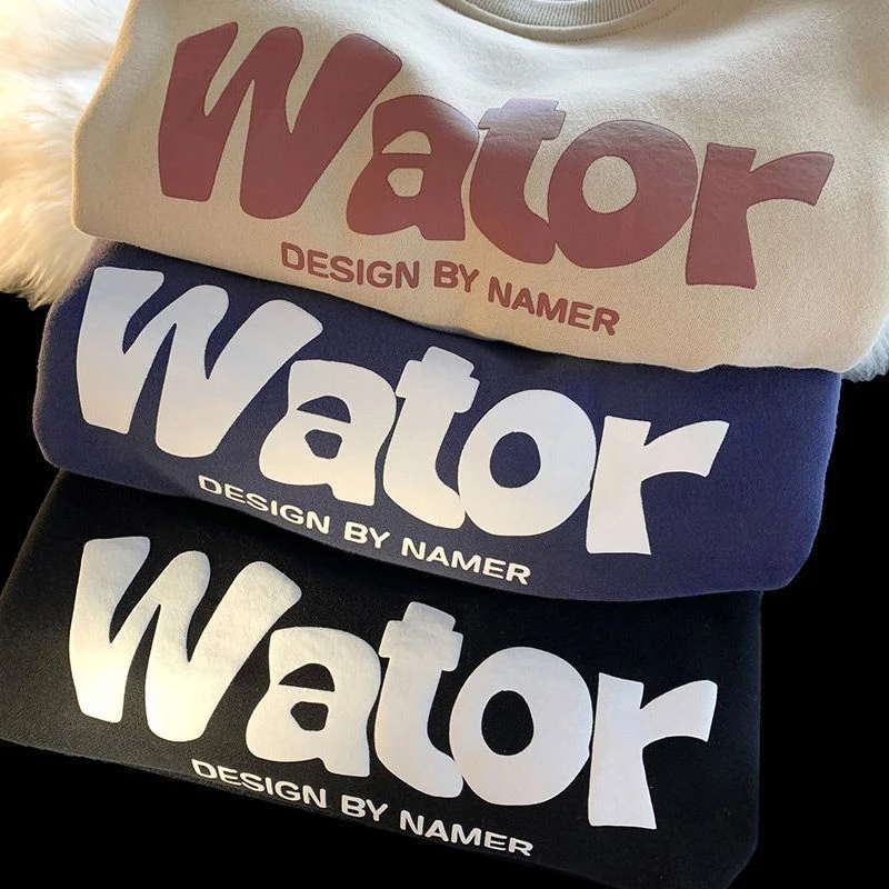 450克重磅加绒加厚卫衣男学生圆领百搭秋冬美式复古情侣外套宽松