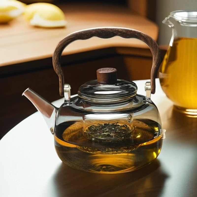 透黑玻璃煮茶壶高硼硅耐热泡茶壶花茶壶