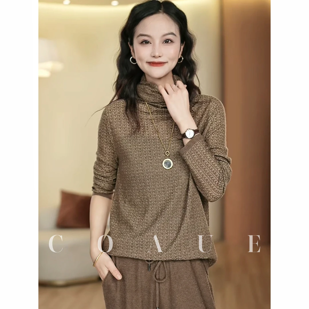 蔻玥COAUE【精致女神】正品澳洲绵羊毛堆堆领高级感内搭长袖打底衫