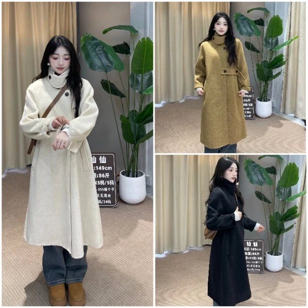 150小个子立领韩系宽松版双面羊绒大衣（衣长96）