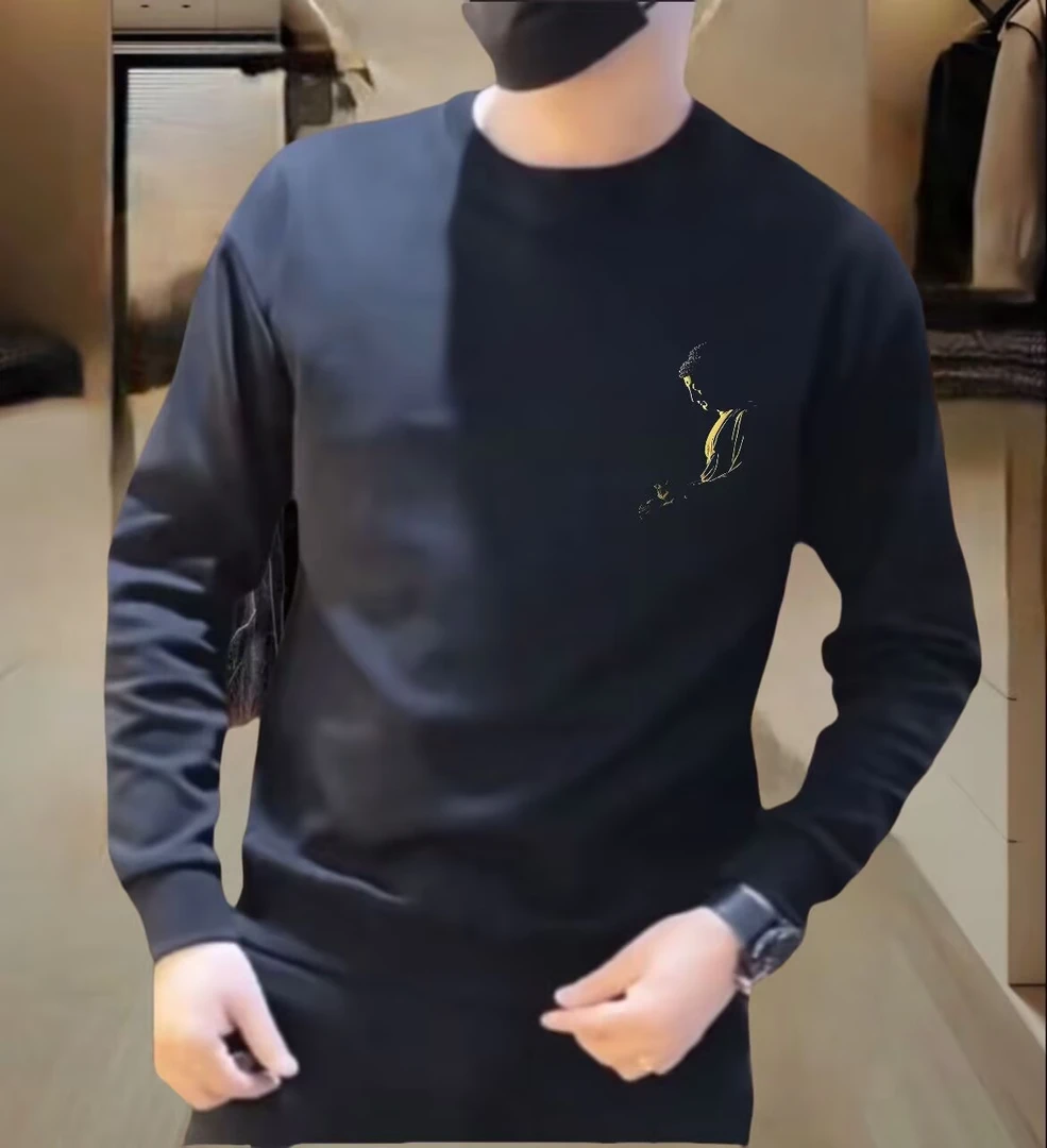 2024秋冬新款【高品质】时尚潮流运动男士百搭卫衣弹力圆领上衣
