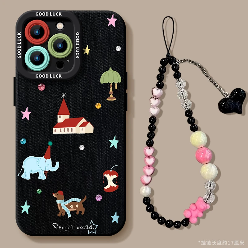 牛仔教堂小狗适用苹果15手机壳16promax卡通16可爱iPhone13防摔12