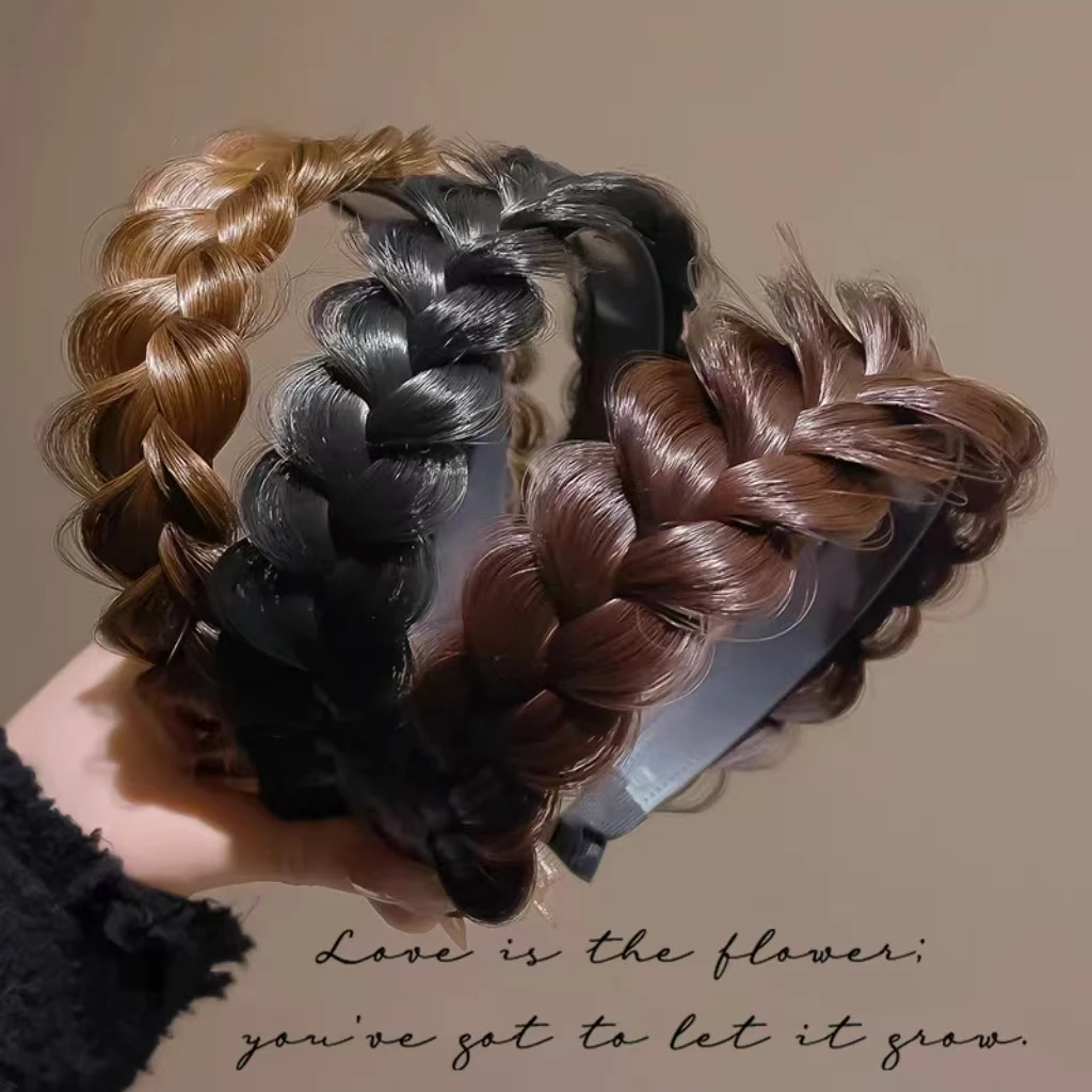 自然麻花辫防滑发卡女高颅顶蓬松发量多假发发箍一体头饰头箍发捆