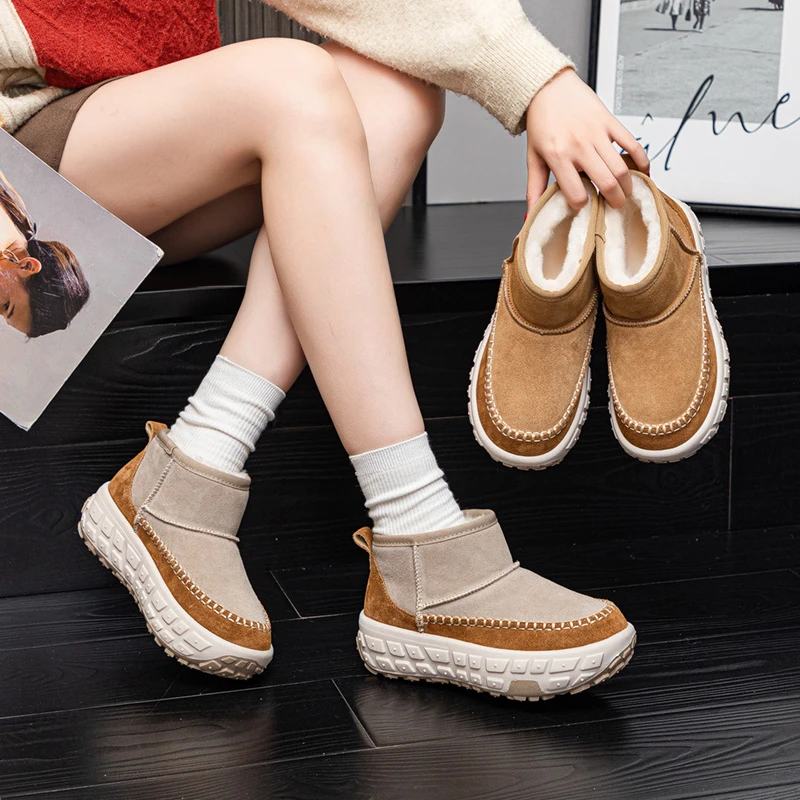 【9631】冬季新款保暖防滑套脚雪地靴女时尚百搭加绒加厚雪地棉靴女