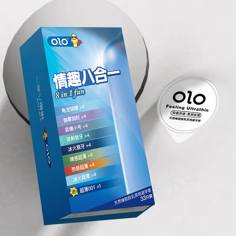 OLO玻尿酸超薄颗粒控时加时狼牙冰火裸感热感水润滑安全套成人计生用品情趣刺激夫妻恩爱互动天然橡胶胶乳男用经典
