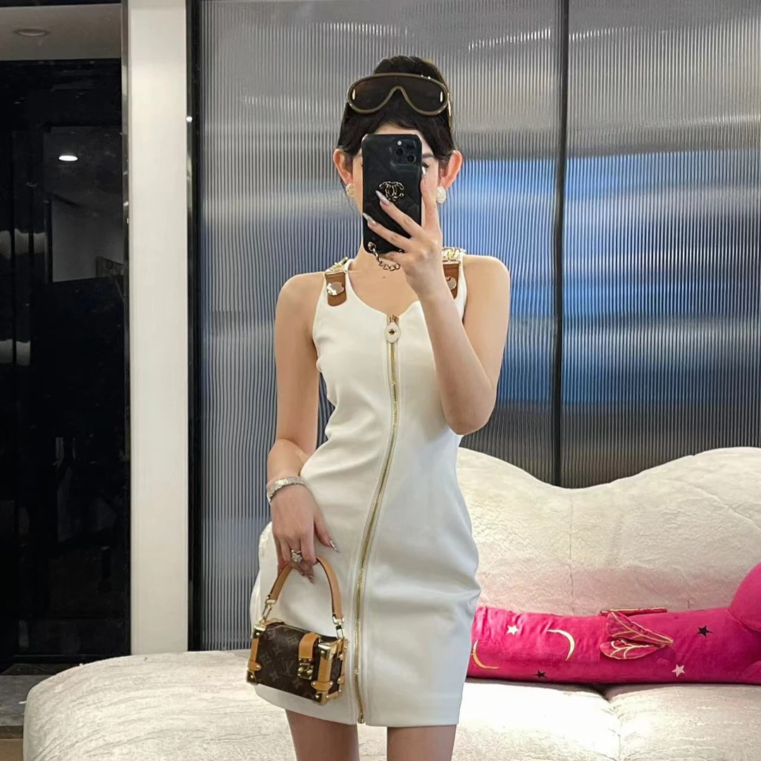 时尚百搭无袖背心吊带包臀连衣裙女装春季新款气质显瘦修身短裙子